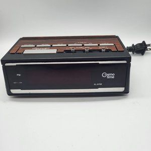 Vintage CosmoTime E-907A Wood Grain Look Digital Alarm Clock